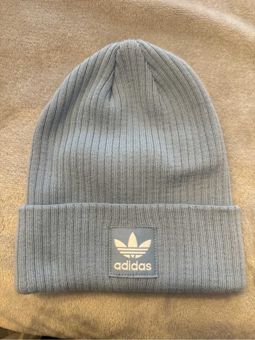 Adidas Men's Trefoil Ribbed Beanie - Light Blue